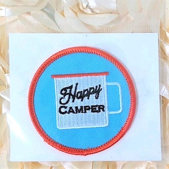 Happy Camper Round Iron On Patch - Picture 3 of 3